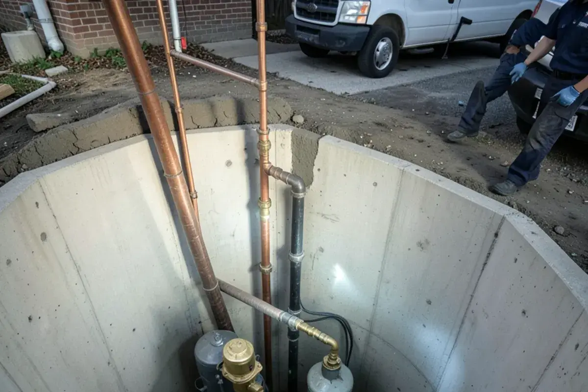 Water-powered backup sump pump with a backflow preventer mounted above a basement sump pit