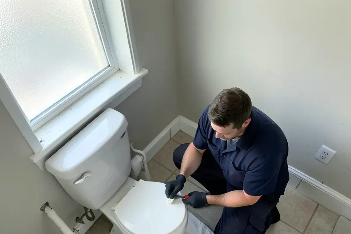 Toilet lifted off its flange to replace the wax ring
